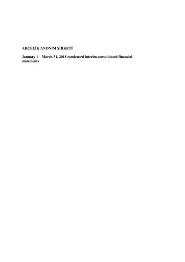 Thumbnail Arçelik Quarterly Report 2018-q1