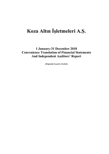 Thumbnail Koza Gold Financial Statement 2018