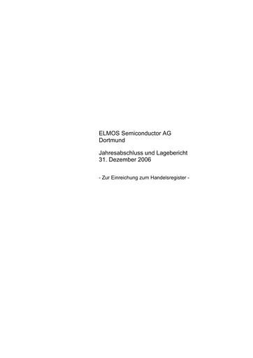 Thumbnail Elmos Semiconductor Financial Statement 2006