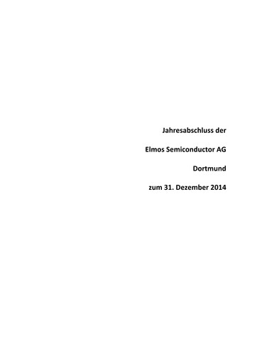 Thumbnail Elmos Semiconductor Financial Statement 2014