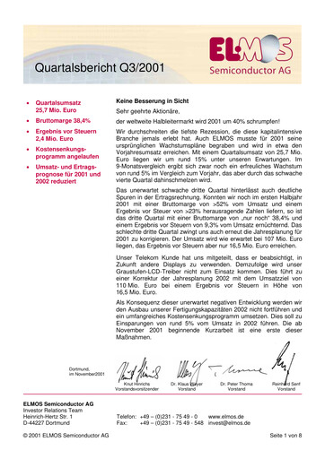 Thumbnail Elmos Semiconductor Quarterly Report 2001-q3