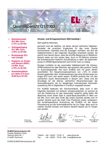 Thumbnail Elmos Semiconductor Quarterly Report 2003-q1