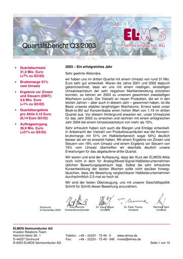Thumbnail Elmos Semiconductor Quarterly Report 2003-q3