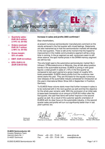 Thumbnail Elmos Semiconductor Quarterly Report 2003-q1