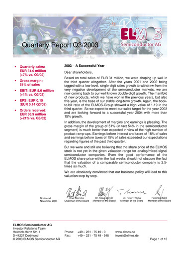 Thumbnail Elmos Semiconductor Quarterly Report 2003-q3