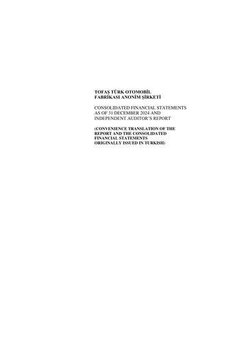 Thumbnail Tofaş Türk Otomobil Fabrikası Financial Statement 2024