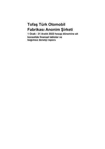 Thumbnail Tofaş Türk Otomobil Fabrikası Financial Statement 2023