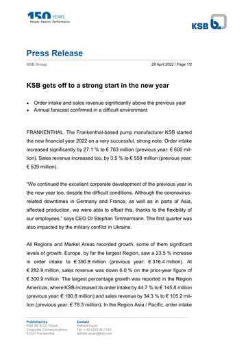 Thumbnail KSB SE & Co. KGaA Quarterly Report 2022-q1