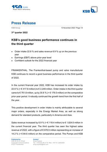 Thumbnail KSB SE & Co. KGaA Quarterly Report 2022-q3