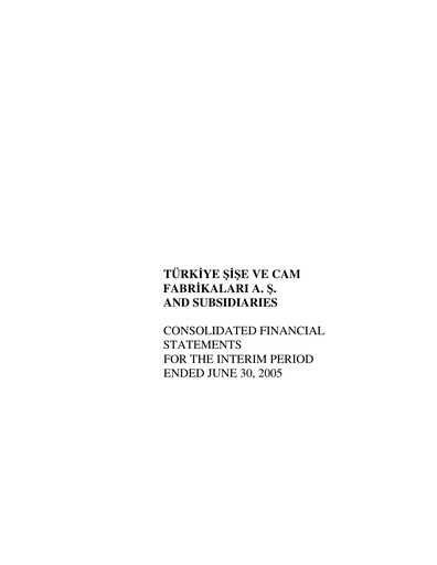Miniature Şişecam Rapport semestriel 2005-h1