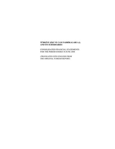 Miniature Şişecam Rapport semestriel 2008-h1