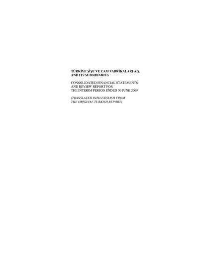 Miniature Şişecam Rapport semestriel 2009-h1