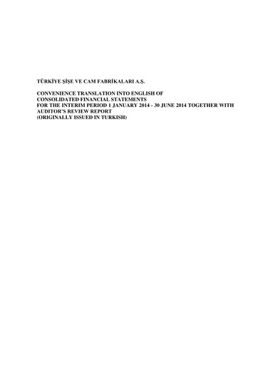 Miniature Şişecam Rapport semestriel 2014-h1