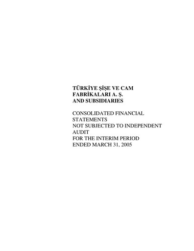 Thumbnail Şişecam Quarterly Report 2005-q1