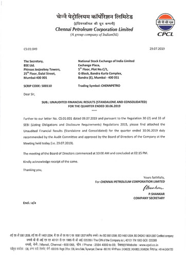 Thumbnail Chennai Petroleum Quarterly Report 2019-q1