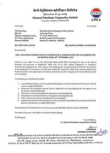 Thumbnail Chennai Petroleum Quarterly Report 2019-q2