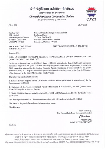 Thumbnail Chennai Petroleum Quarterly Report 2022-q1