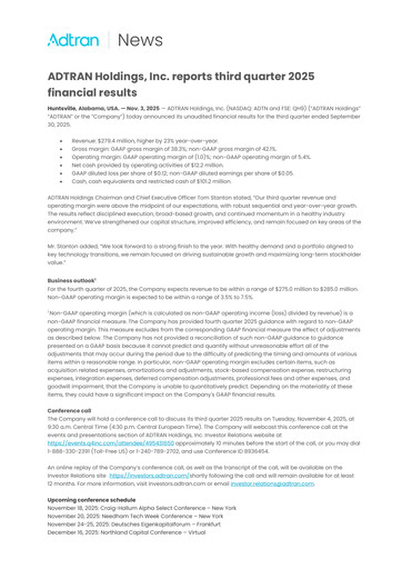 Thumbnail Adtran Networks Quarterly Report 2025-q3