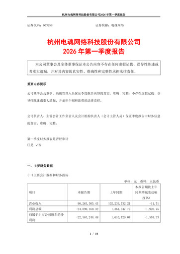Thumbnail Hangzhou Electronic Soul Network Technology Quarterly Report 2026-q1