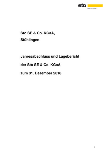 Thumbnail Sto SE & Co. KGaA Financial Statement 2018