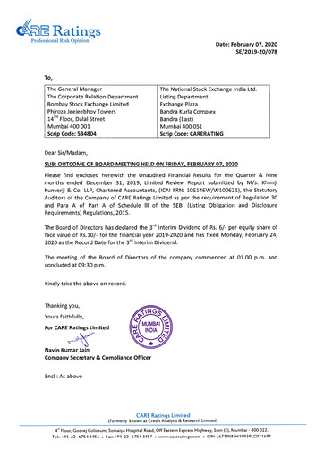 Miniature CARE's Ratings Rapport trimestriel 2019-q3