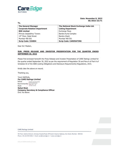 Thumbnail CARE's Ratings Quarterly Report 2022-q2