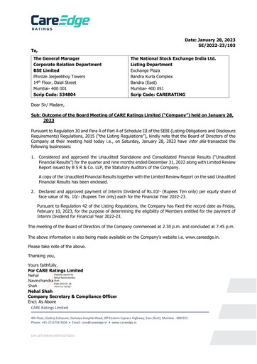 Miniature CARE's Ratings Rapport trimestriel 2022-q3