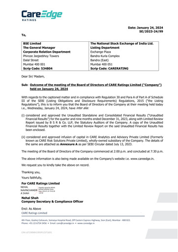 Miniature CARE's Ratings Rapport trimestriel 2023-q3