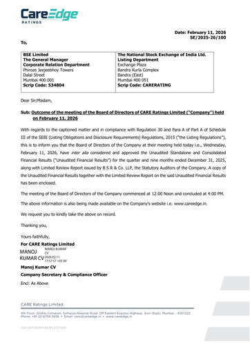 Miniature CARE's Ratings Rapport trimestriel 2025-q3