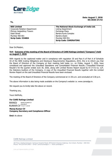 Miniature CARE's Ratings Rapport trimestriel 2026-q1