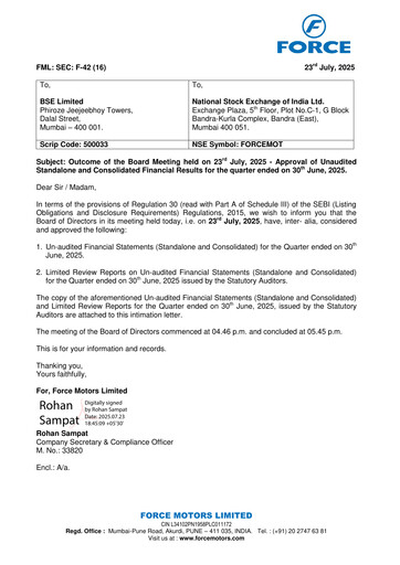Thumbnail Force Motors Quarterly Report 2025-q1