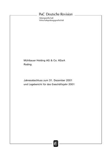 Thumbnail Mühlbauer Holding Financial Statement 2001