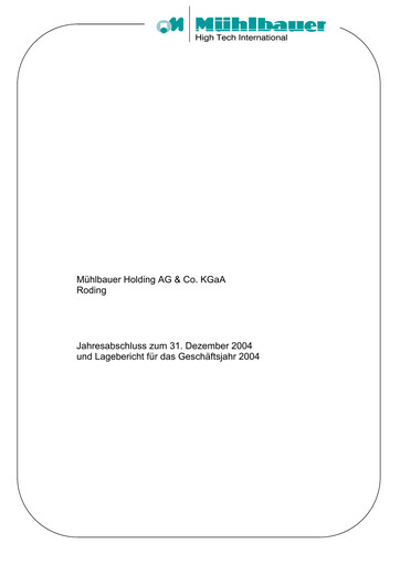 Thumbnail Mühlbauer Holding Financial Statement 2004