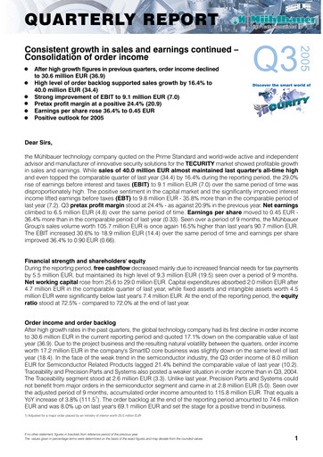 Vorschaubild Mühlbauer Holding Quartalsbericht 2005-q3