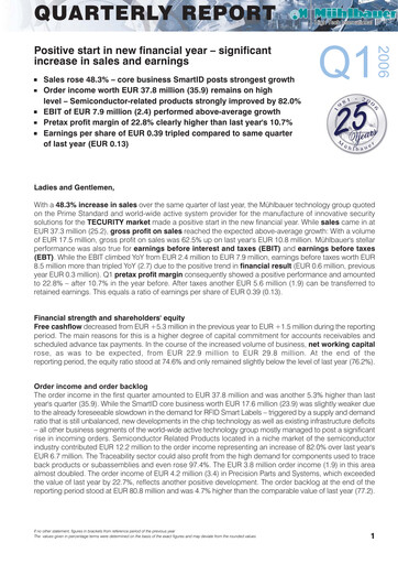 Vorschaubild Mühlbauer Holding Quartalsbericht 2006-q1