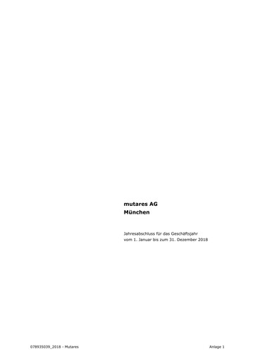 Thumbnail Mutares Financial Statement 2018