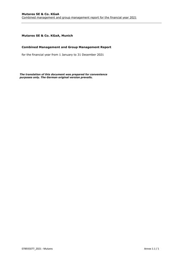 Thumbnail Mutares Financial Statement 2021