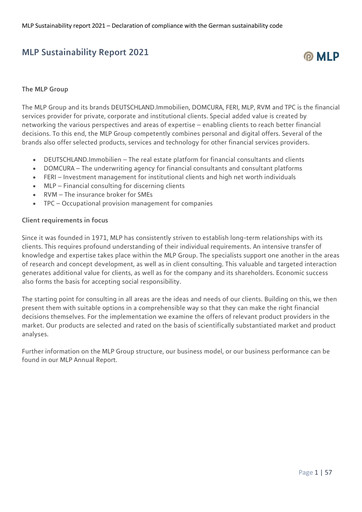 Thumbnail MLP SE Sustainability Report 2021