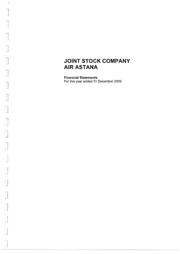 Thumbnail Air Astana Financial Statement 2009