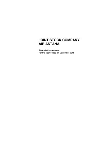 Thumbnail Air Astana Financial Statement 2015