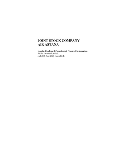 Thumbnail Air Astana Financial Statement 2025-h1