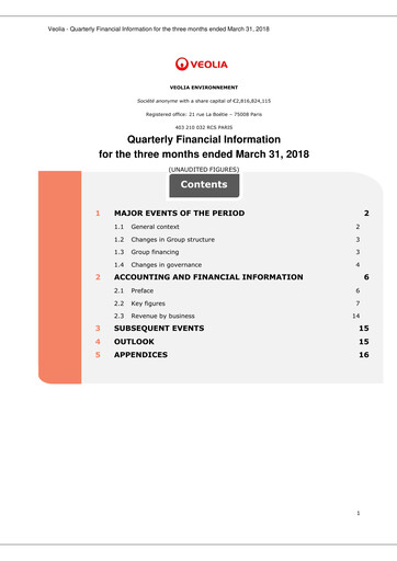Miniature Veolia Rapport trimestriel 2018-q1