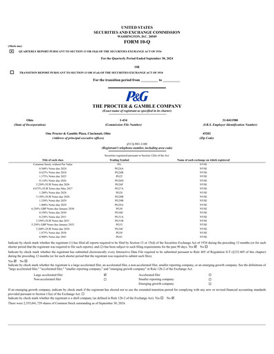 Miniature Procter & Gamble Rapport trimestriel 2025-q1