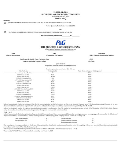 Miniature Procter & Gamble Rapport trimestriel 2025-q3