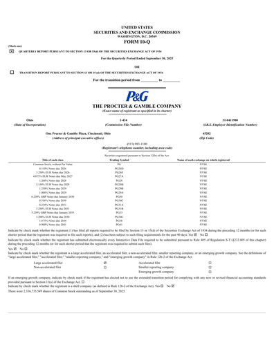 Miniature Procter & Gamble Rapport trimestriel 2026-q1