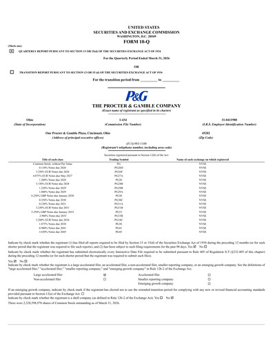 Miniature Procter & Gamble Rapport trimestriel 2026-q3