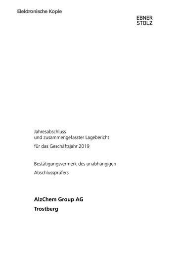 Miniature AlzChem Group Bilan financier 2019