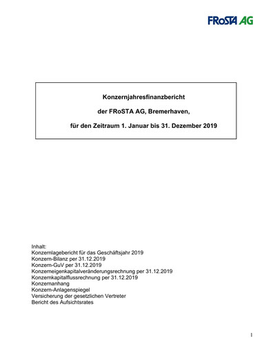 Thumbnail FRoSTA AG Financial Report 2019