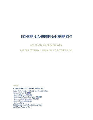 Thumbnail FRoSTA AG Financial Report 2021