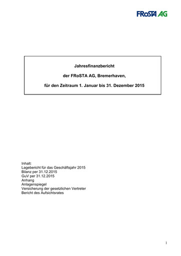 Thumbnail FRoSTA AG Financial Statement 2015